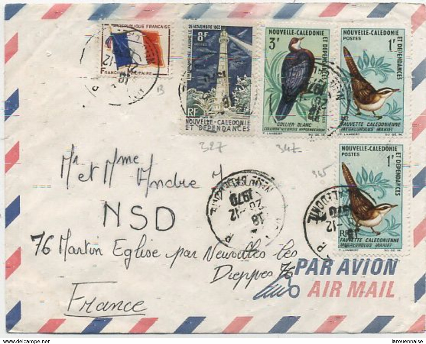 Nelle CALEDONIE N°327 +345x2 +347+FM13 / LETTRE Par AVION Pour LA FRANCE -C àD NOUMEA 28/12/70 - Brieven En Documenten