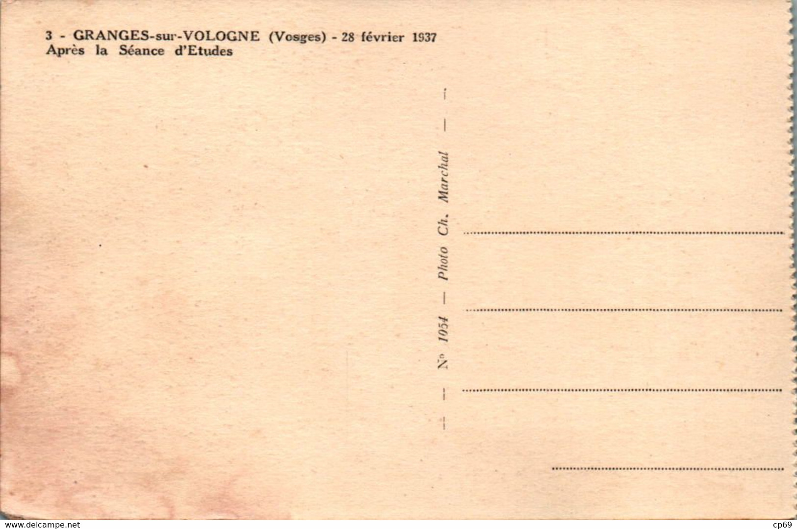 Granges-sur-Vologne Canton Corcieux 28 Février 1937 Après La Séance D'Etudes Vosges N°3 Cpa Tardive Sortie D'un Carnet - Granges Sur Vologne