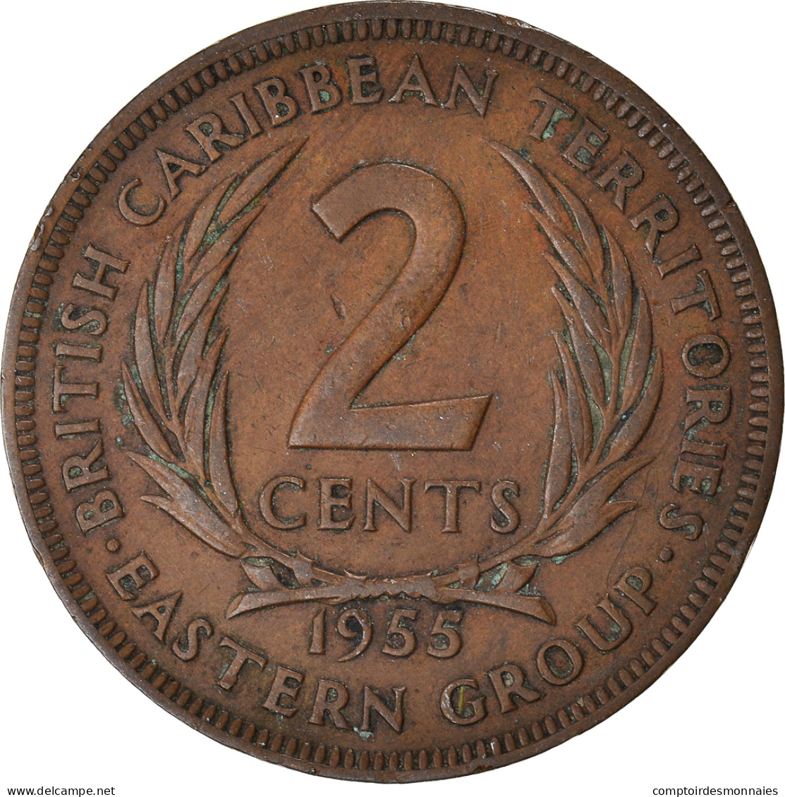 Monnaie, Etats Des Caraibes Orientales, 2 Cents, 1955 - Territoires Britanniques Des Caraïbes