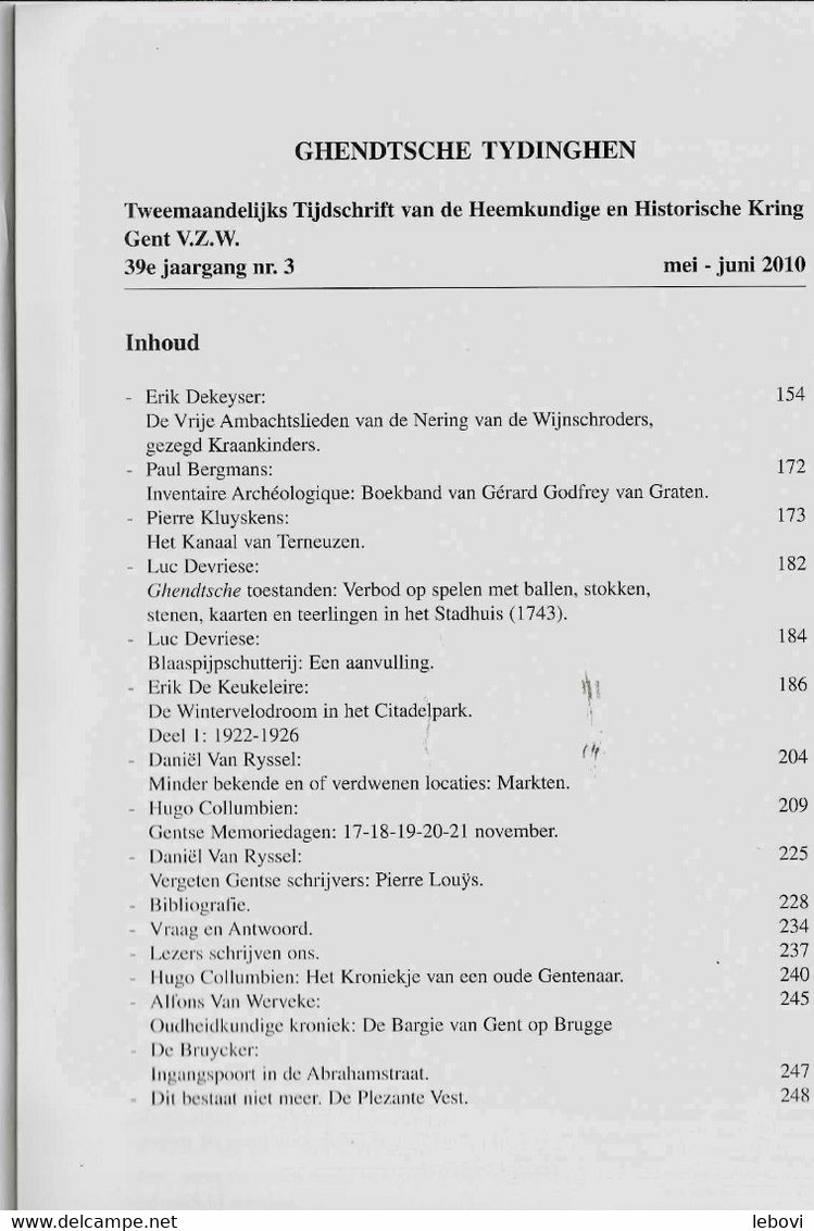 «GHENDTSCHE – TYDINGHEN » Tweemaandelijks Tijdschrift Van De Heemkundige Historische Kring Gent V.z.w. » 5/6 – 2010 --> - Other & Unclassified