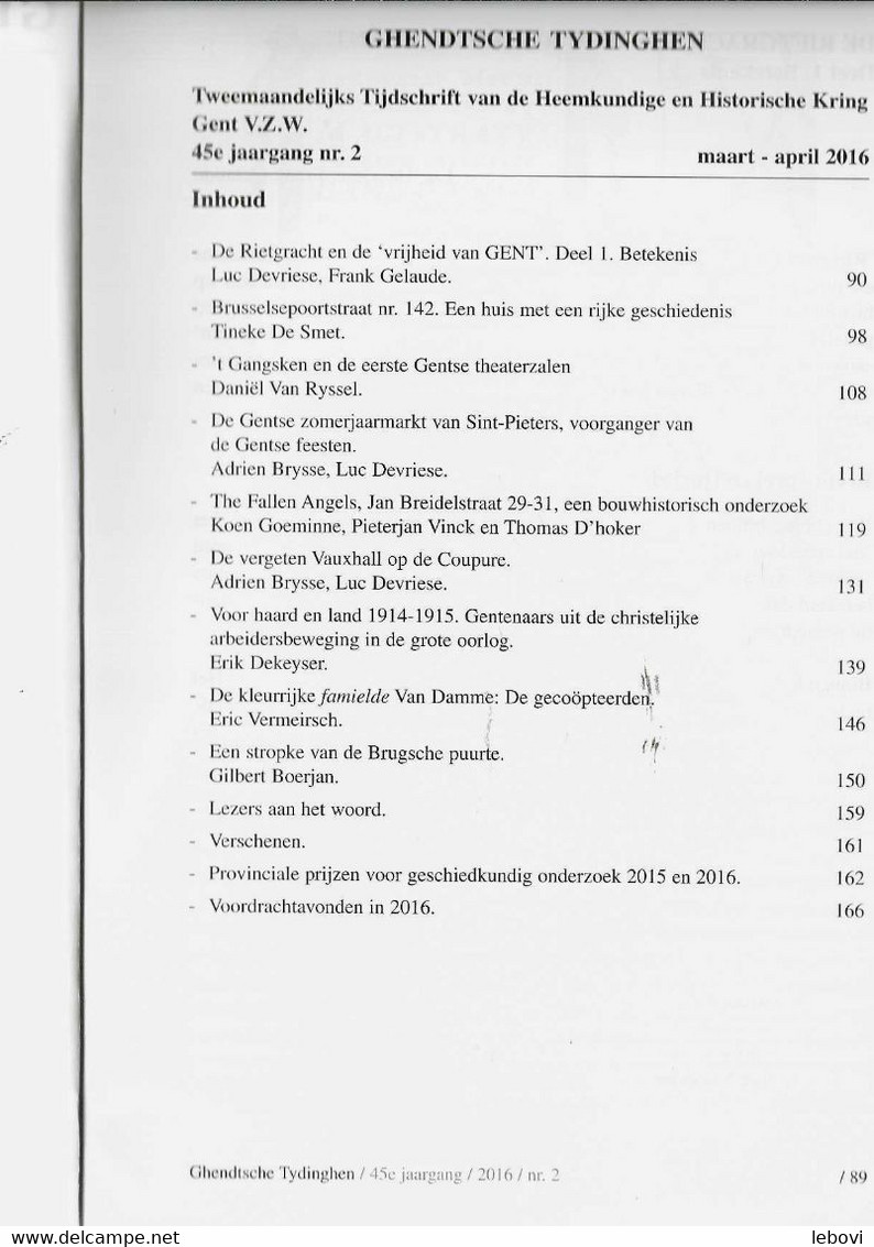 «GHENDTSCHE – TYDINGHEN » Tweemaandelijks Tijdschrift Van De Heemkundige Historische Kring Gent V.z.w. » 3/4 – 2016 - Sonstige & Ohne Zuordnung