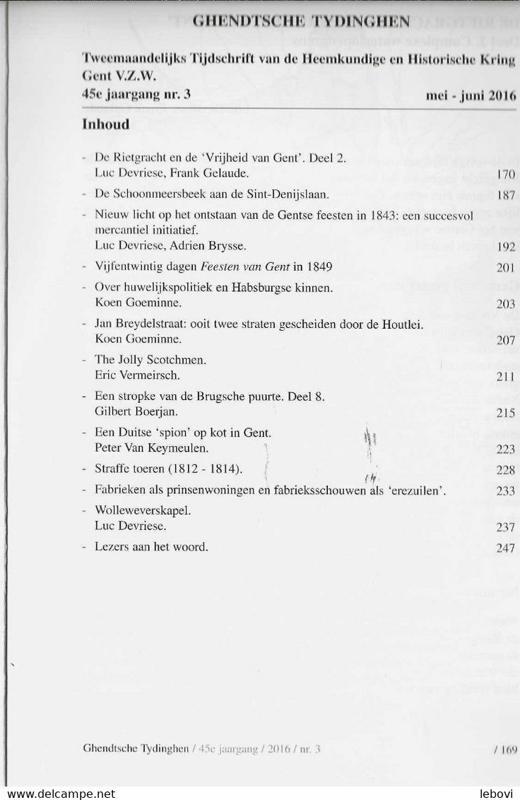 «GHENDTSCHE – TYDINGHEN » Tweemaandelijks Tijdschrift Van De Heemkundige Historische Kring Gent V.z.w. » 5/6 – 2016 -> - Sonstige & Ohne Zuordnung