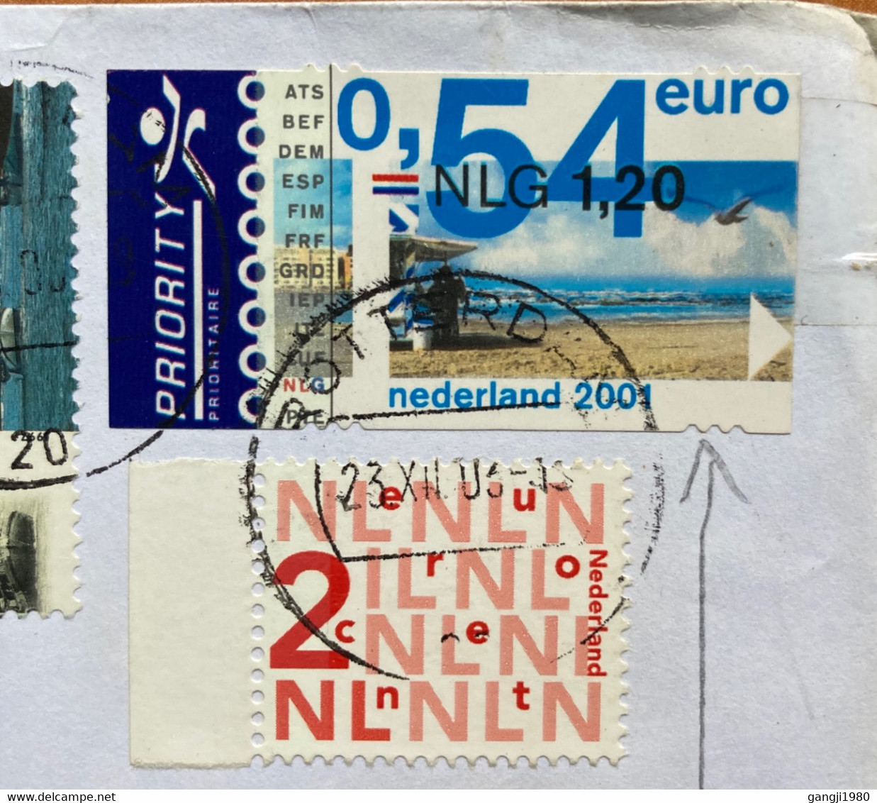 NEDERLAND 2004, PRIORITY SELF-ADHESIVE ATM STAMP ,5 VIEW OF SEA & CITY SHIP COVER TO LITHUANIA - Storia Postale
