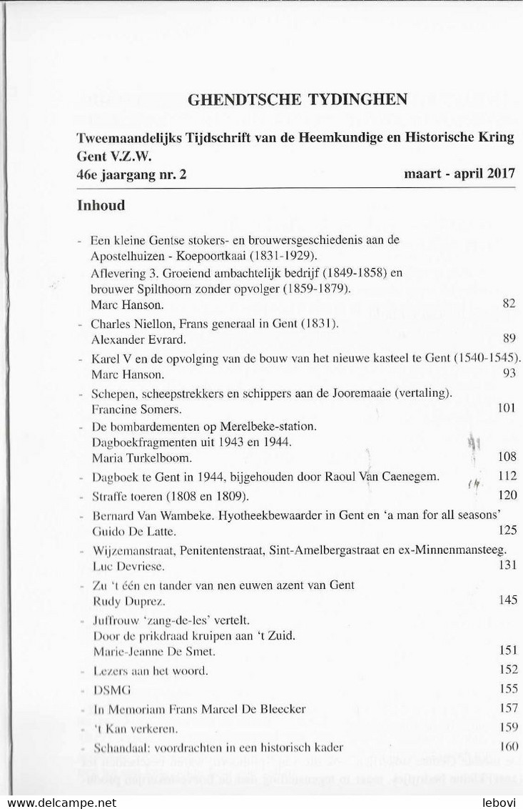 «GHENDTSCHE – TYDINGHEN » Tweemaandelijks Tijdschrift Van De Heemkundige Historische Kring Gent V.z.w. » 3/4 – 2017--> - Other & Unclassified