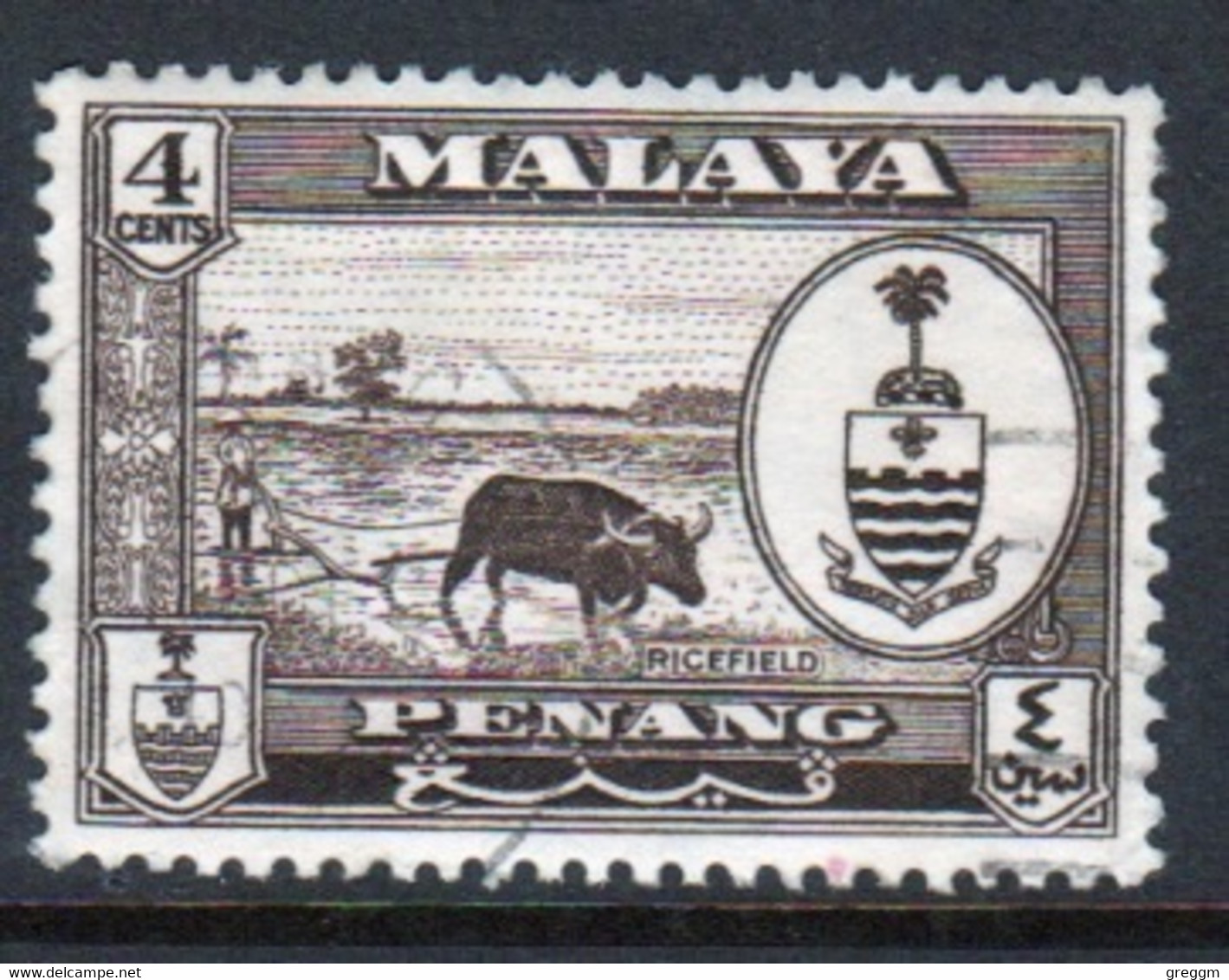 Malaya Penang 1960 Queen Elizabeth II Single 4c Stamp In Fine Used - Penang