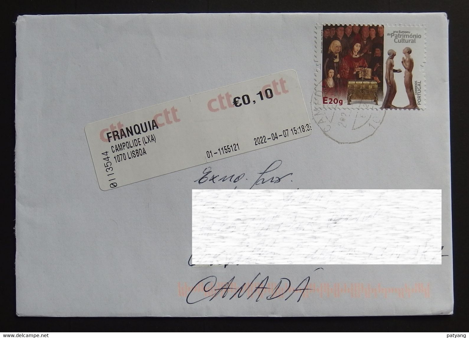 2022 Portugal To Canada Cover - Storia Postale