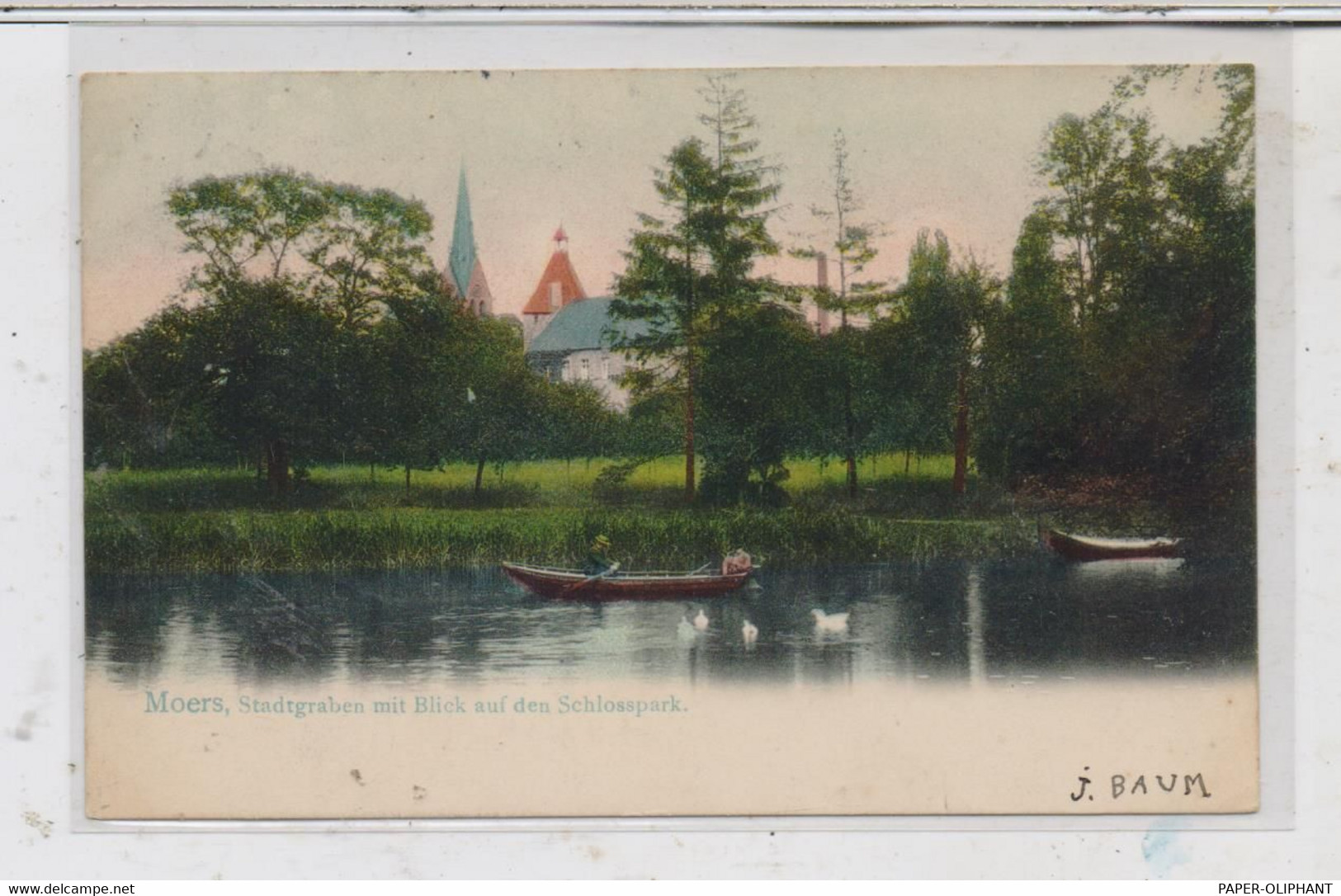 4130 MOERS, Stadtgraben, Ruderpartie, Blick Auf Den Schlosspark, 1906, Color - Mörs