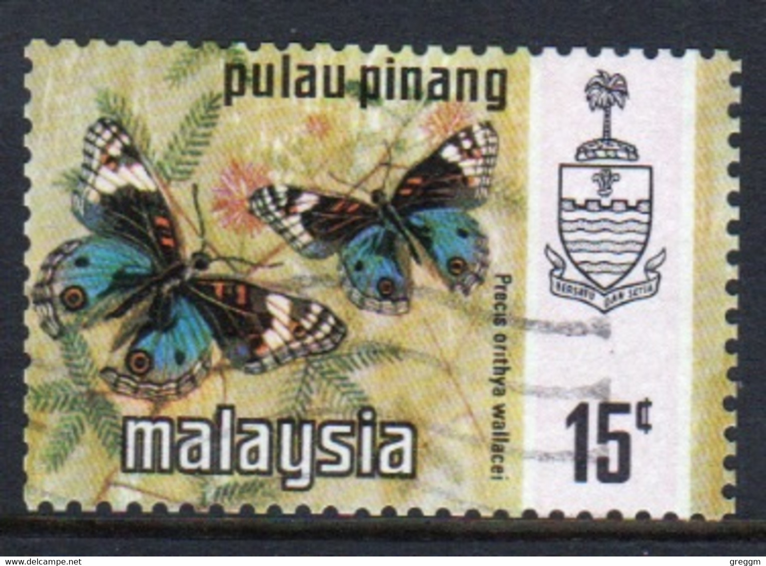 Malaya Penang 1971 Queen Elizabeth II Single 15c Stamp From The Butterflies Set In Fine Used - Penang
