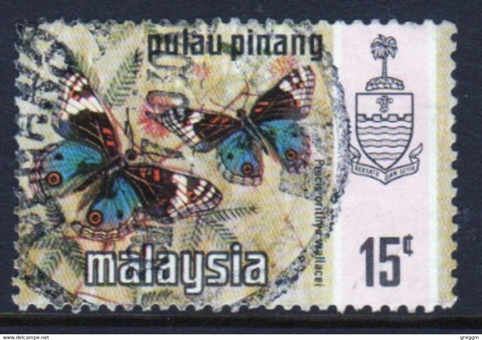 Malaya Penang 1971 Queen Elizabeth II Single 15c Stamp From The Butterflies Set In Fine Used - Penang