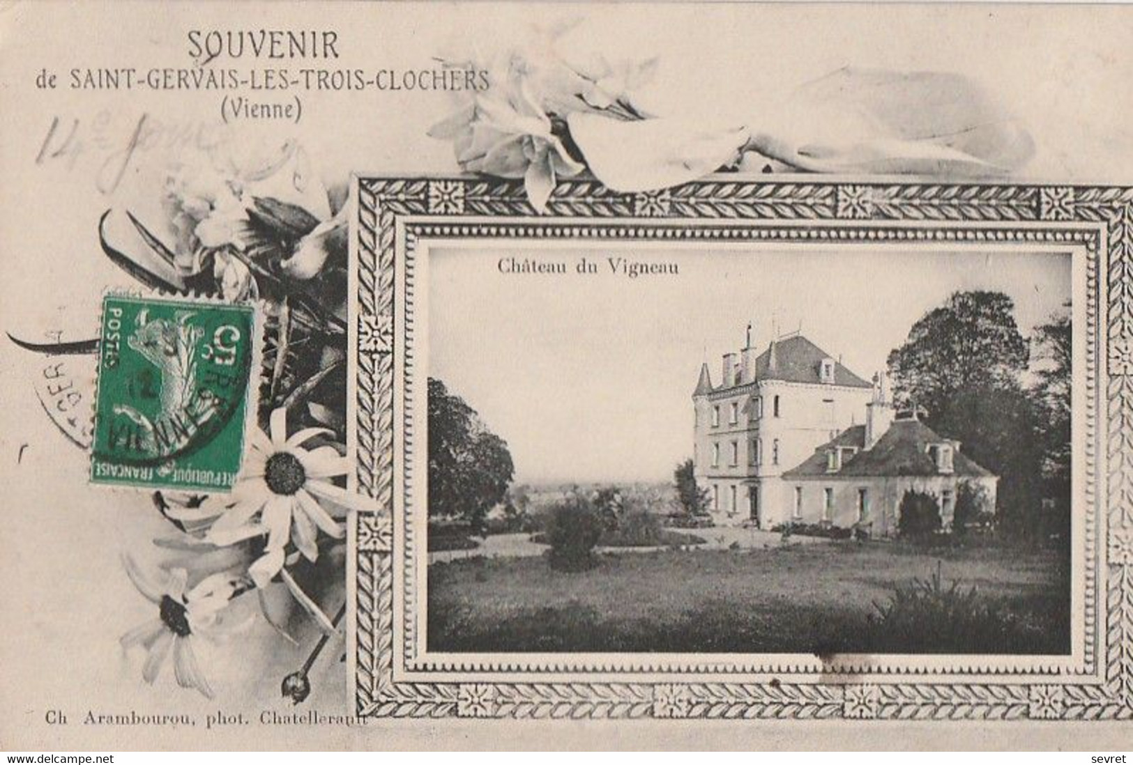 SOUVENIR De SAINT-GERVAIS-LES-TROIS-CLOCHERS. - Château Du Vigneau. Carte RARE - Saint Gervais Les Trois Clochers