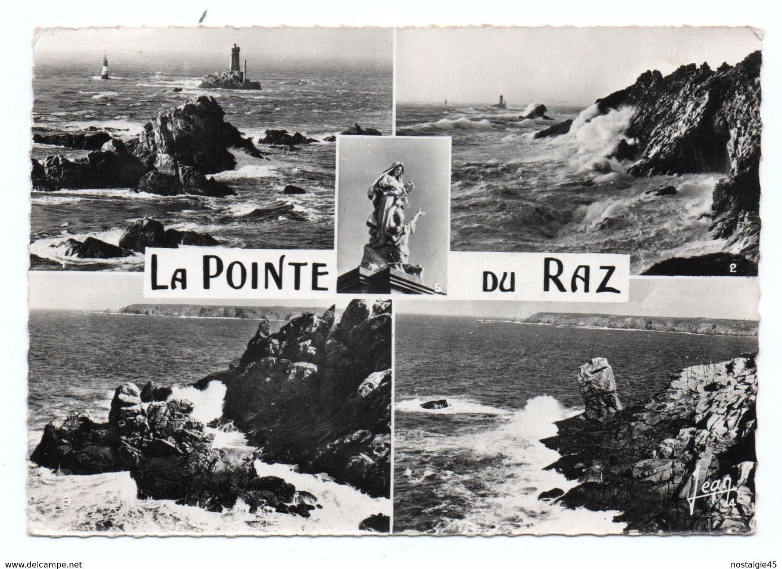 CPMPF Jean 2521 La Pointe Du Raz  5 Multivues   Timbre Coq Decaris 0.25cachet 1966 - La Pointe Du Raz