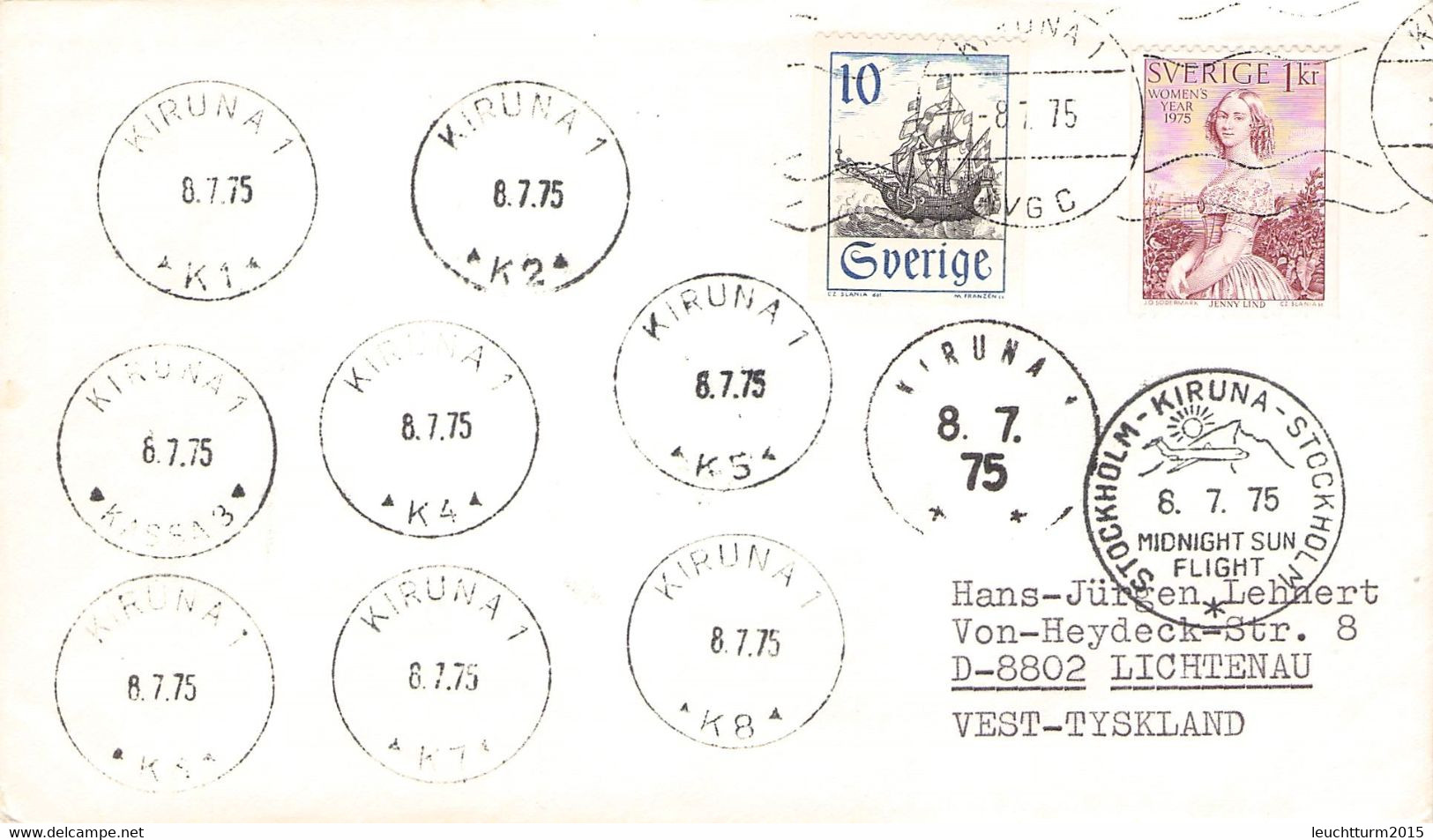 SWEDEN - MAIL 1975 KIRUNA > GERMANY / ZL269 - Lettres & Documents