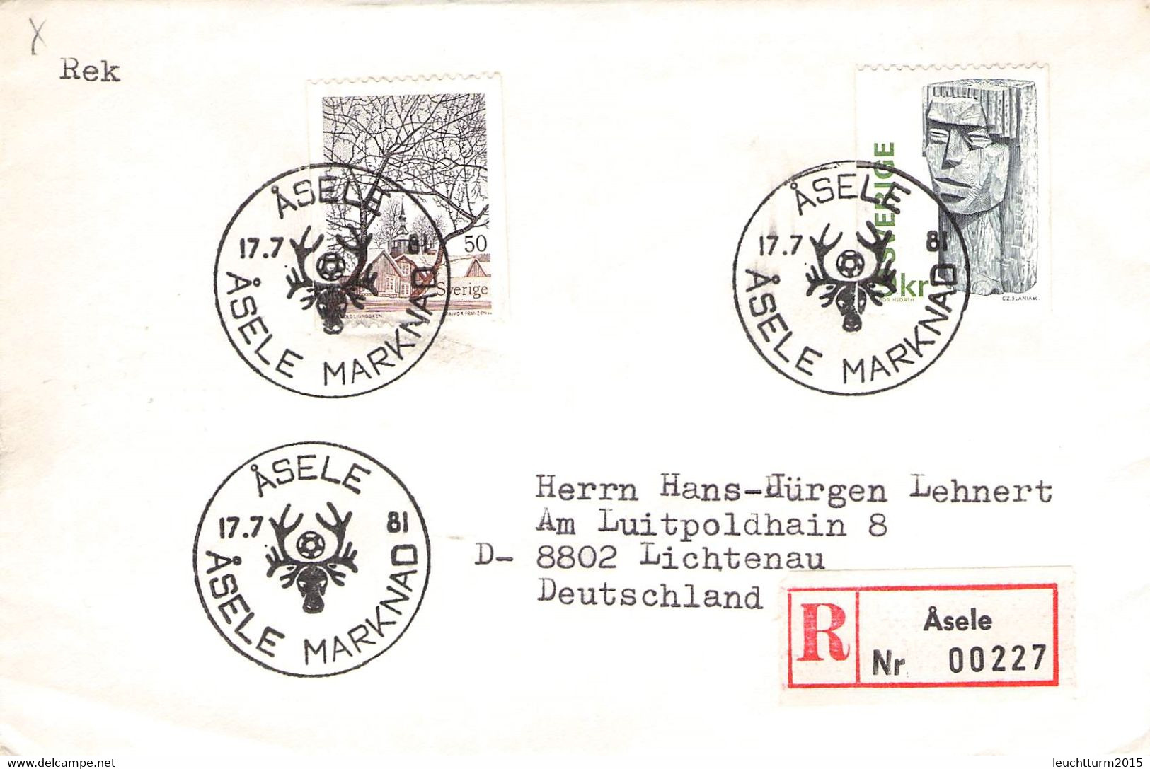 SWEDEN - REGISTERED MAIL 1981 Åsele > GERMANY / ZL274 - Covers & Documents