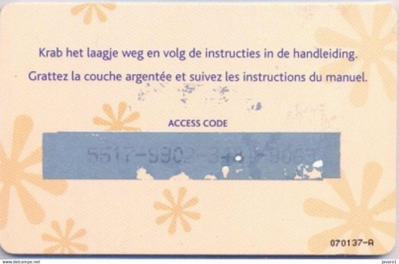 BELGIUM : BELWA01 Wanadoo Surfcard 20uren + 3 Gratis USED - Te Identificeren