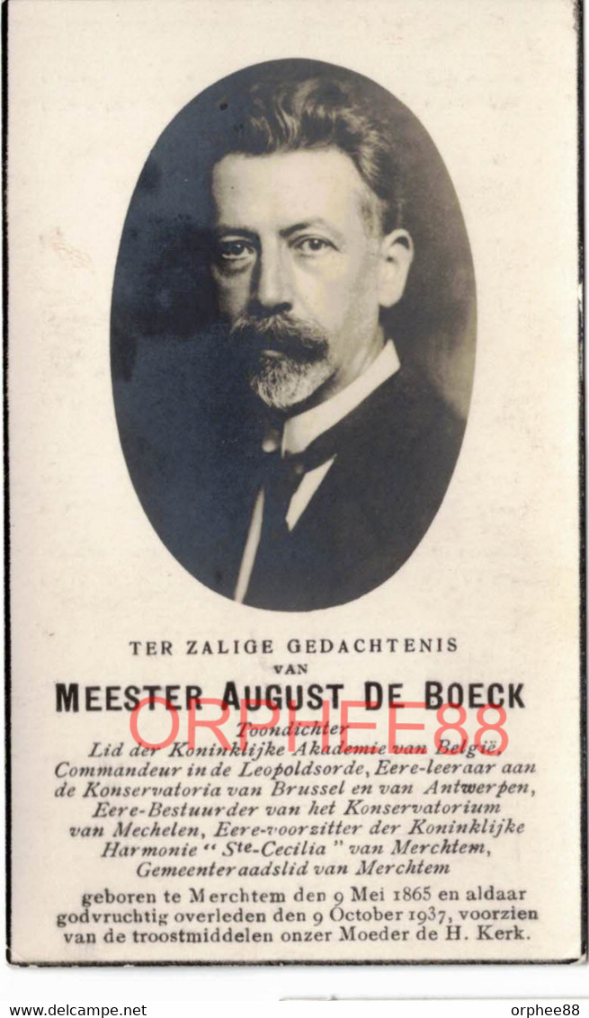 De Boeck August, Toondichter, Conservatorium Brussel, Antwerpen, Mechelen, Merchtem 1865 - 1937, Foto - Obituary Notices