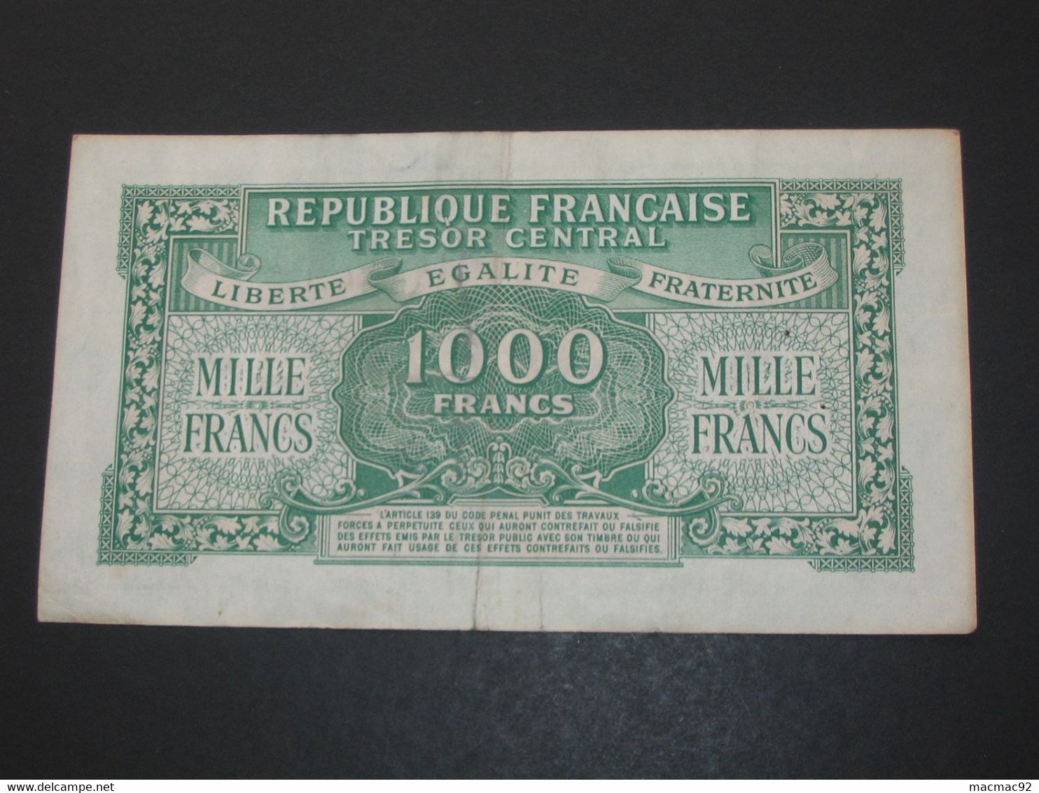 Trésor Central 1000 Francs  Marianne 1945 Chiffres Maigres   **** EN ACHAT IMMEDIAT **** - 1955-1963 Tesoro Pubblico