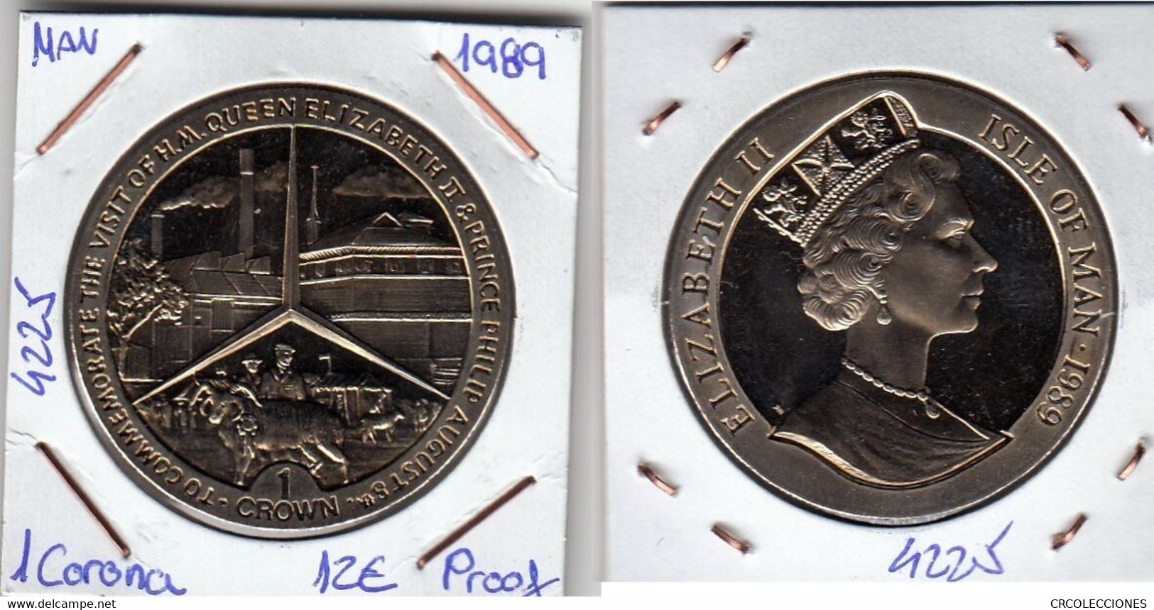 E4225 MONEDA ISLA DE MAN 1 CORONA 1989 PROOF 12 - Sonstige & Ohne Zuordnung