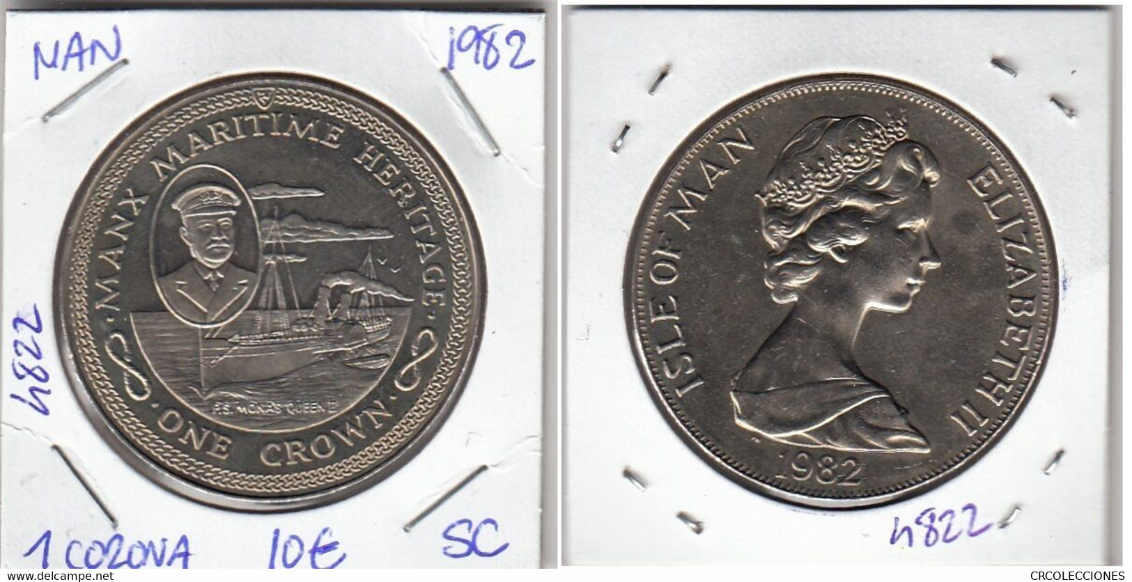 E4822 MONEDA ISLA DE MAN 1 CORONA SIN CIRCULAR 1982 10 - Sonstige & Ohne Zuordnung