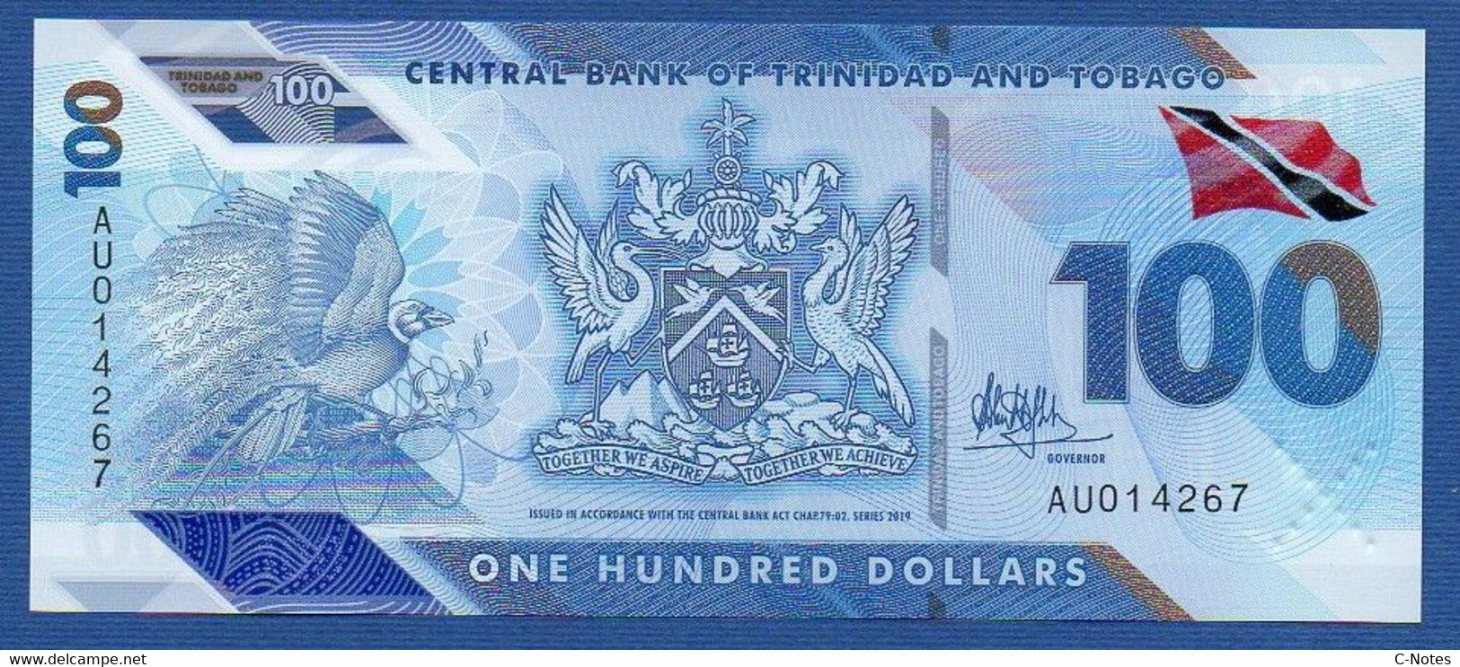 TRINIDAD & TOBAGO - P.W65 – 100 Dollars 2019 UNC, Serie AU014267 - Trinidad En Tobago