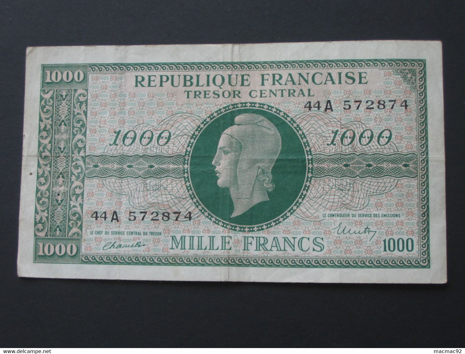 Trésor Central 1000 Francs  Marianne 1945 Chiffres Gras   **** EN ACHAT IMMEDIAT **** - 1955-1963 Staatskasse (Trésor Public)