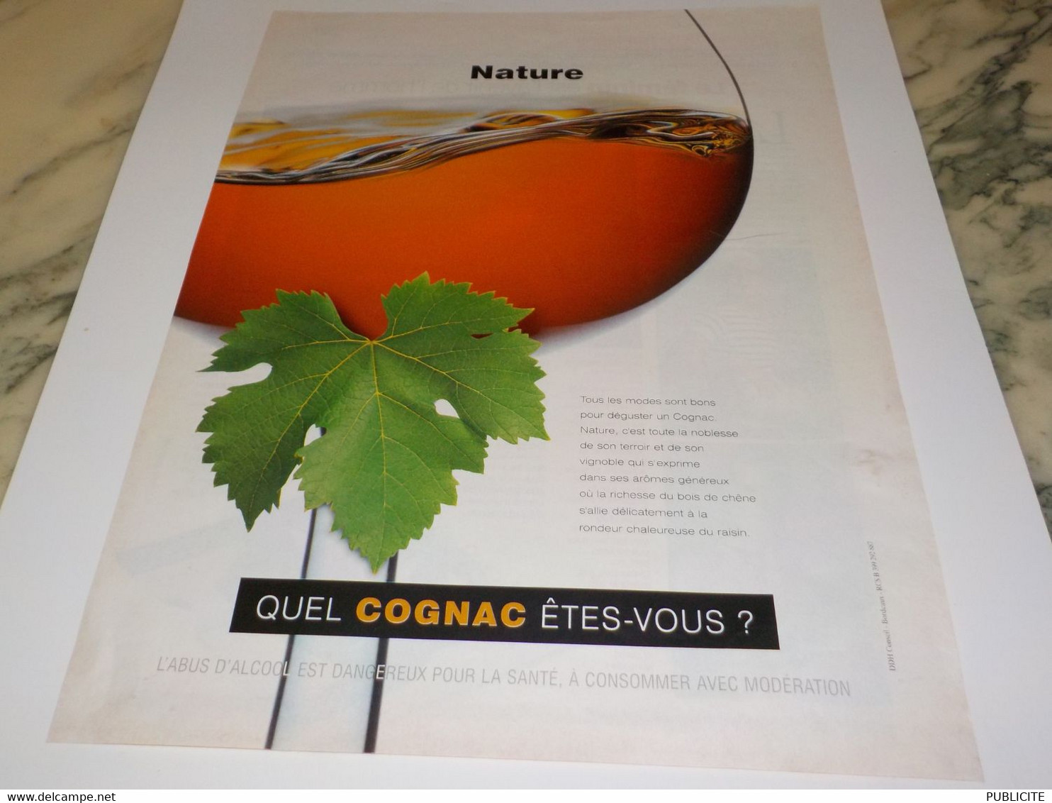 PUBLICITE  QUEL  COGNAC ETES VOUS  2001 - Alcools