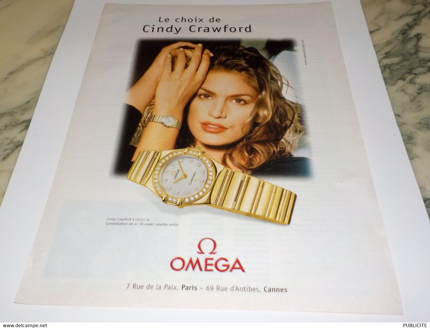 PUBLICITE LE CHOIX DE CINDY CRAWFORD  MONTRE OMEGA  2000 - Autres & Non Classés