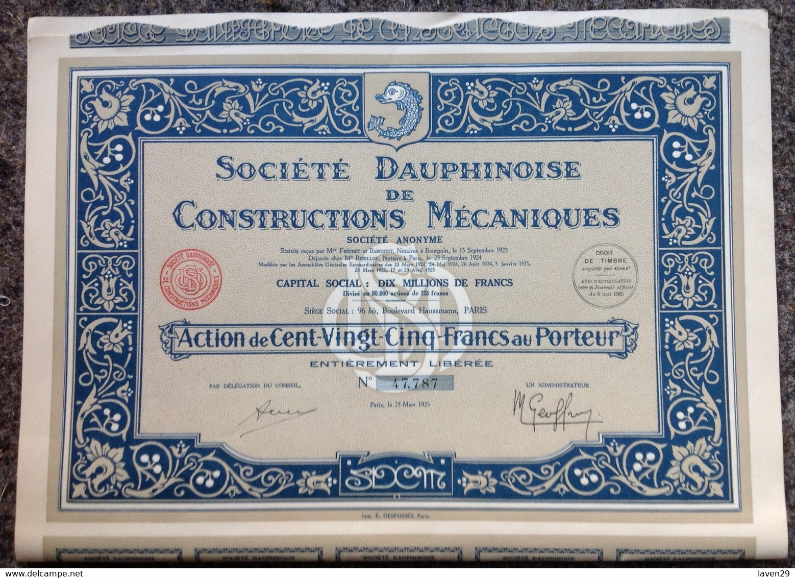 3 X Dauphinoise De Constructions Mecaniques - Paris - 1925 - Altri & Non Classificati