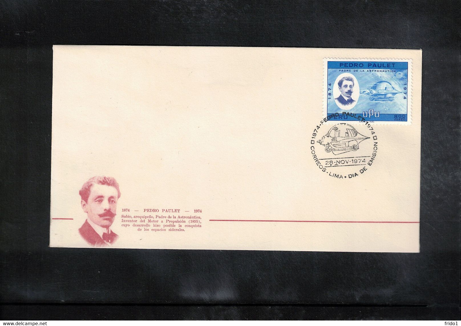 Peru 1974 Space / Raumfahrt UPU - Pedro Paulet Father Of Astronautics FDC - South America