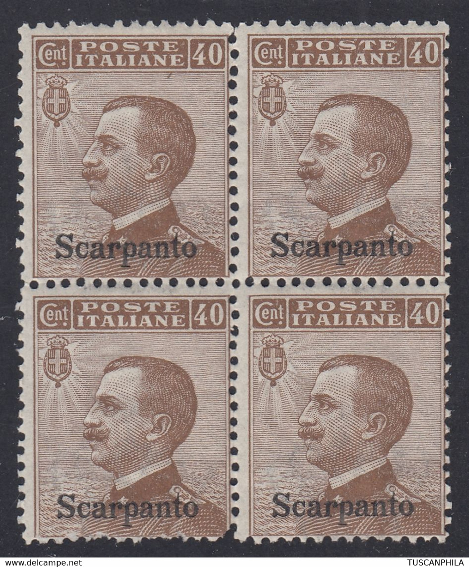 1912 Blocco Di 4 Valori Sass. 6 MNH** Cv 20 - Aegean (Scarpanto)