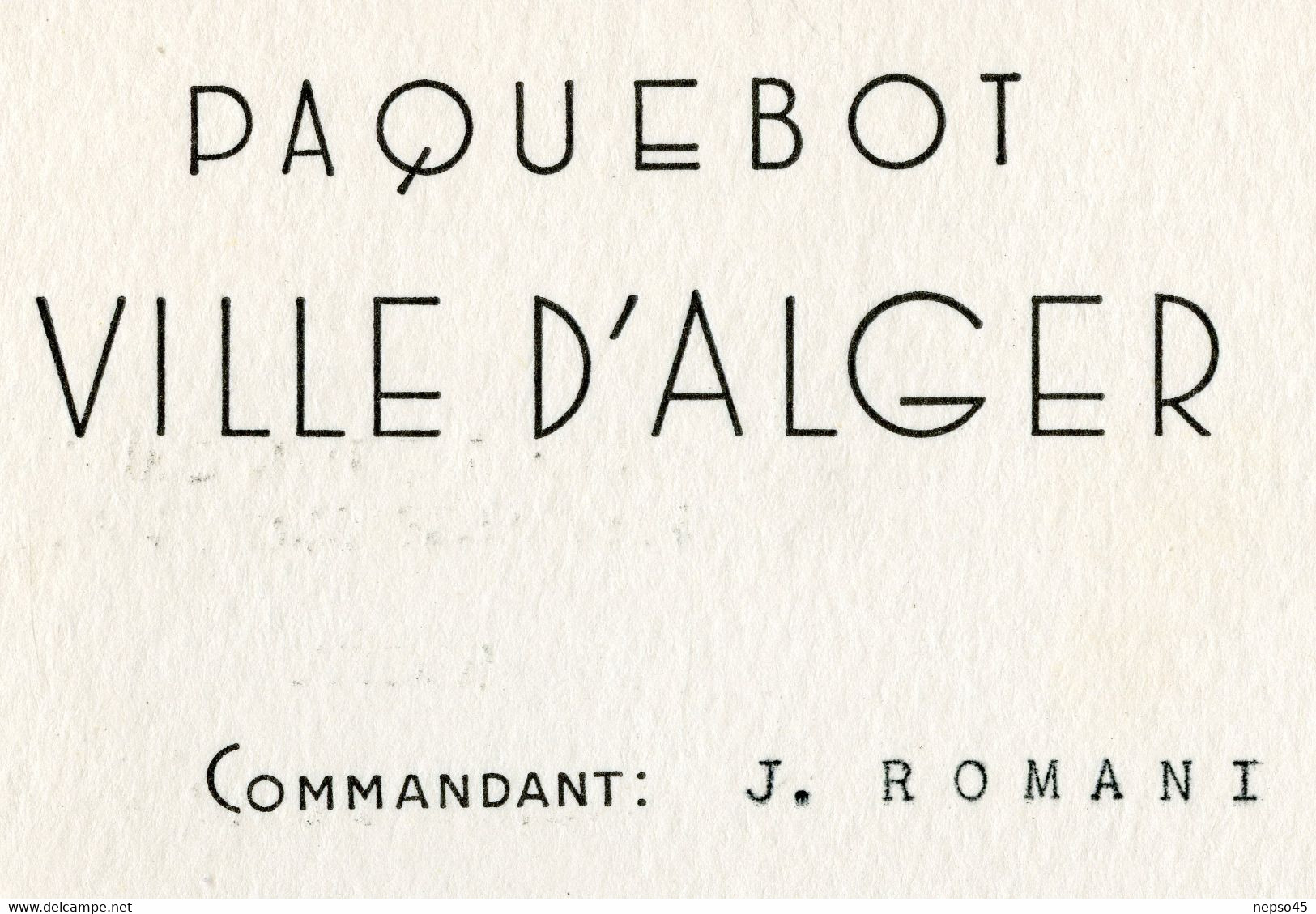 Guerre d'Algérie.Paquebot " Ville d'Alger " transport de troupes.Rapatriement. 2 menus diner + déjeuner du 22 Mai 1961.