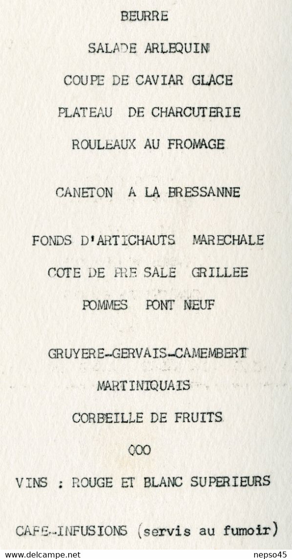 Guerre d'Algérie.Paquebot " Ville d'Alger " transport de troupes.Rapatriement. 2 menus diner + déjeuner du 22 Mai 1961.