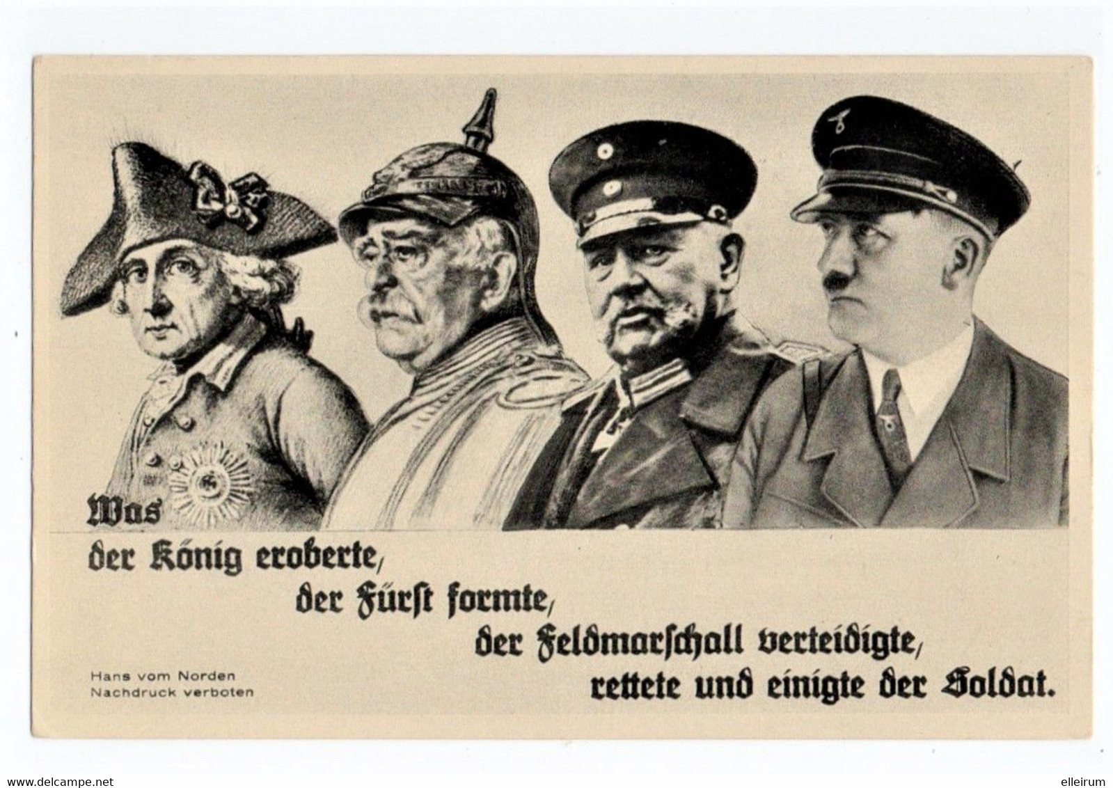 MILITARIA . PROPAGANDE. PORTRAITS : FRIEDRICH II , BISMARK, HINDENBURG, HITLER. WAS DER KÔNIG EROBERTE.... - Guerres - Autres