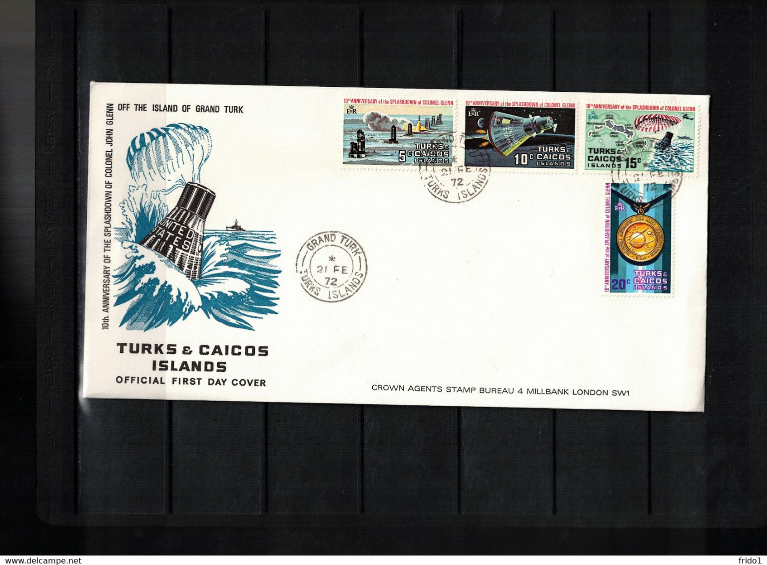 Turks  & Caicos Islands 1972 10th Anniversary Of The Splashdown Of Colonel John Glenn  FDC - Ozeanien