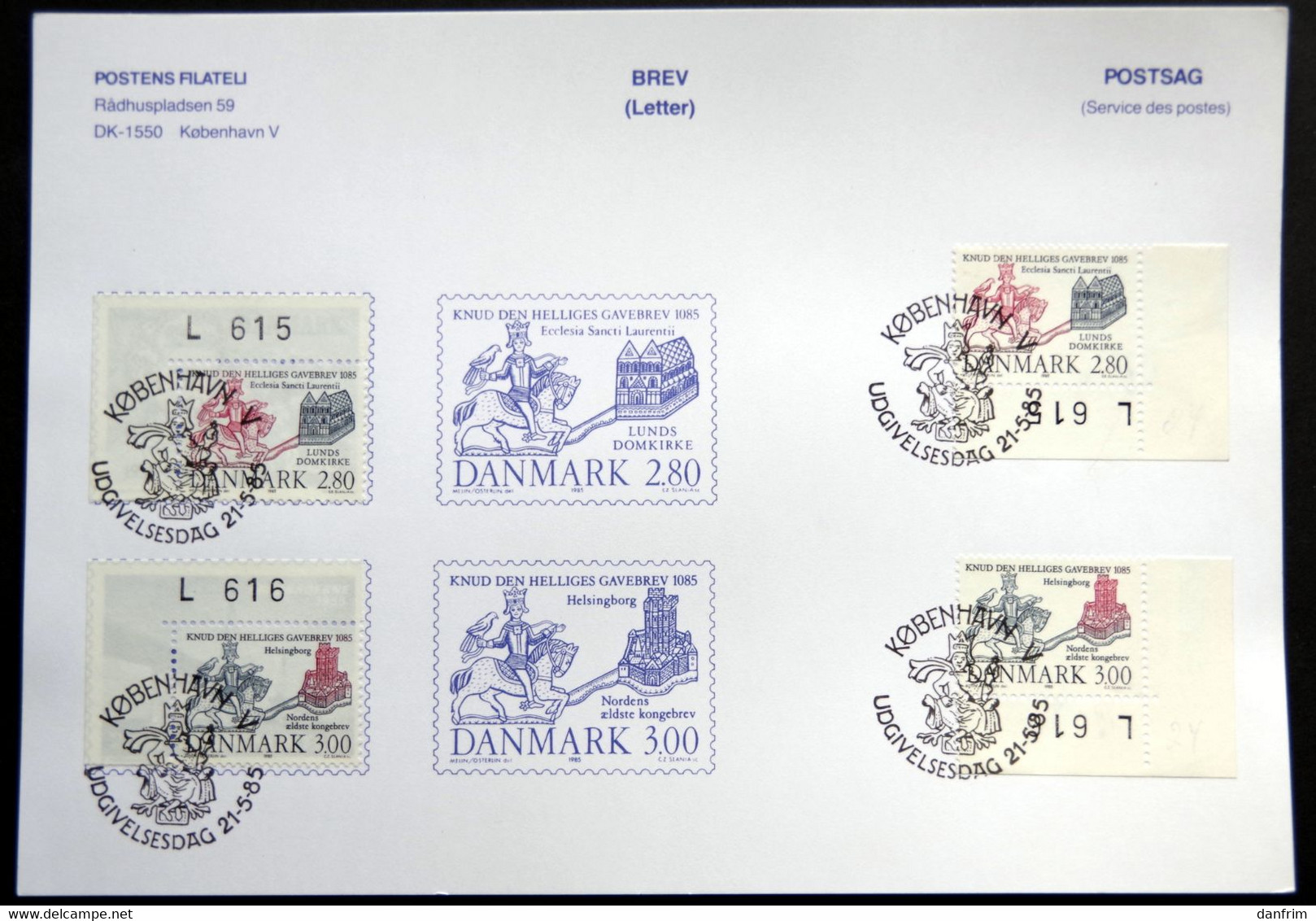 Denmark 1985   MiNr.840-41  Canute The Holy Deed Of Gift To The Cathedral In Lund FDC CARDS  ( Lot 2735 ) - FDC