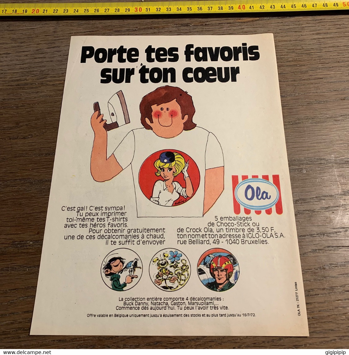 Publicité Glaces OLA Décalcomanies à Chaud Natacha Gaston Lagaffe Buck Danny - Non Classés