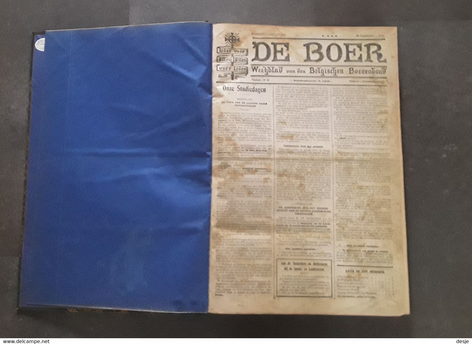 De Boer, Weekblad Van De Belgische Boerenbond, 34 Ste Jaargang 1928, Leuven,1928, 416 Pp - Antiquariat