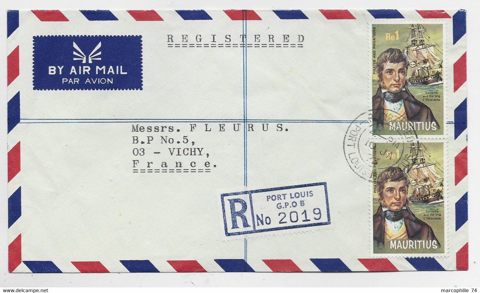 MAURITIUS R1 PAIRE LETTRE COVER AIR MAIL REC PORT LOUIS 7 AU 1972 TO FRANCE - Mauritius (1968-...)