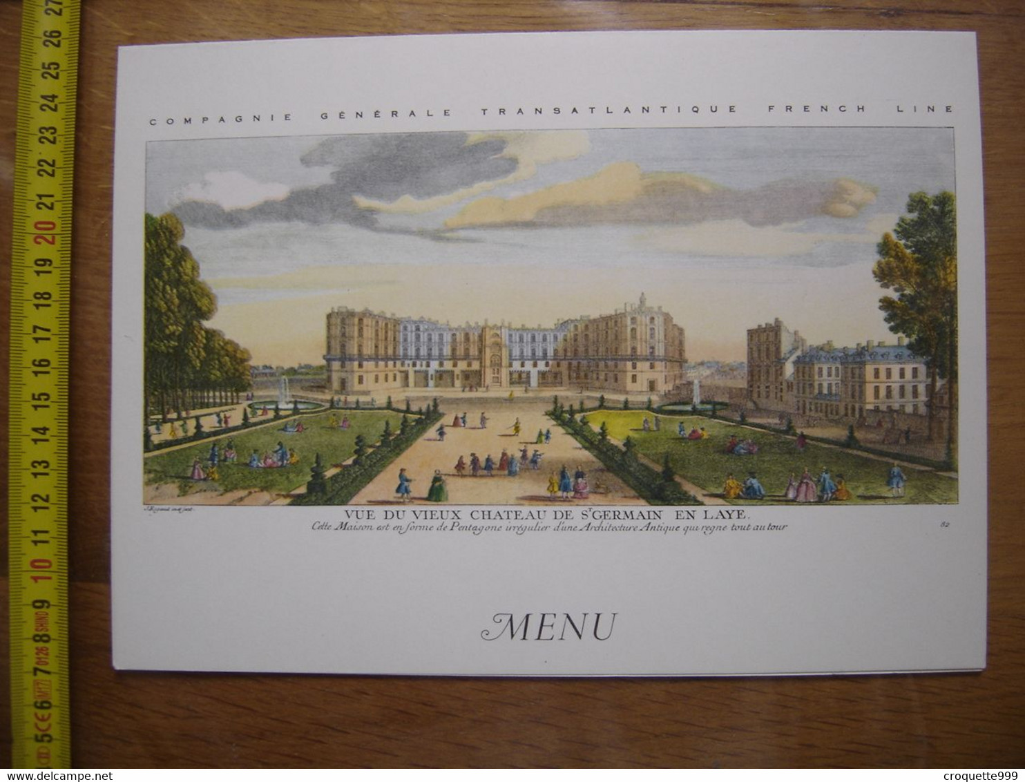 1973 MENU CG Transatlan Paquebot DE GRASSE Gravure Chateau Saint Germain En Laye - Menu