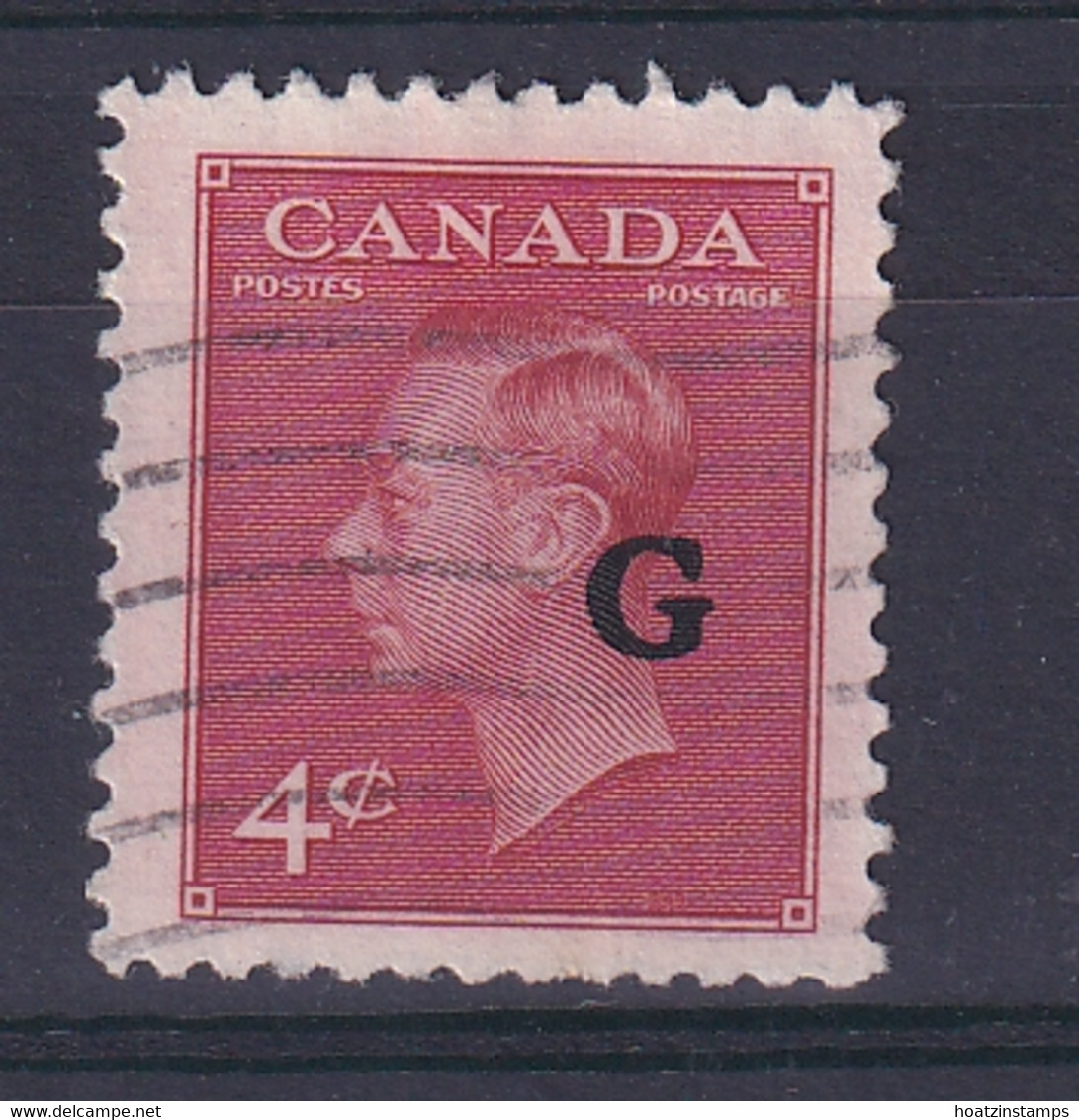 Canada: 1950/52   Official - KGVI 'G' OVPT   SG O182    4c   Carmine-lake  Used - Overprinted