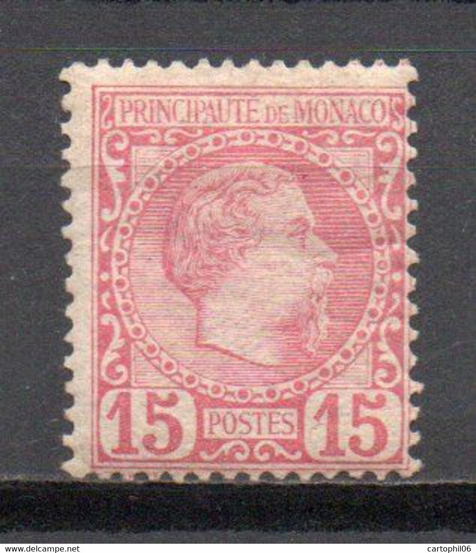 - MONACO N° 5 Neuf * MH - 15 C. Rose Prince Charles III 1885 - Cote 510,00 € - - Unused Stamps