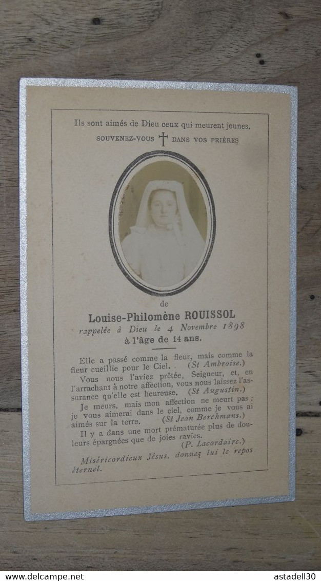 FP Deces Louise Philomene ROUISSOL A CARPENTRAS En 1898 ........... PHI..............E-73 - Obituary Notices