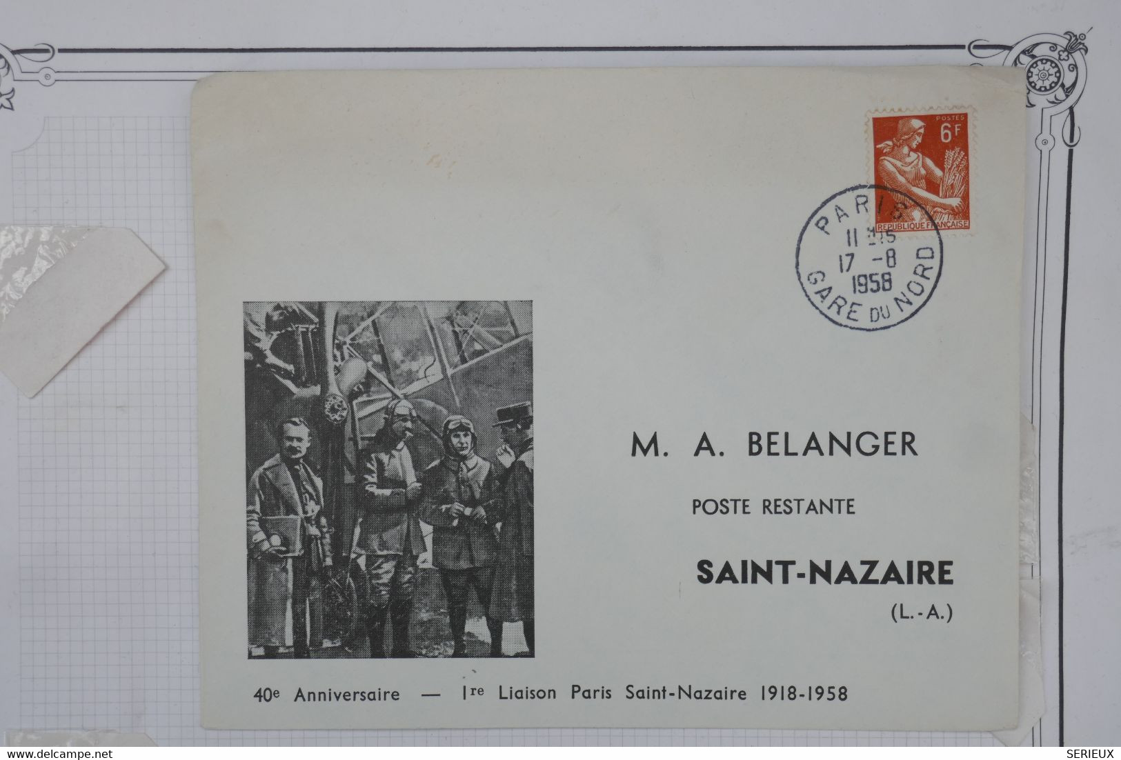 AQ21 FRANCE BELLE LETTRE  1858 1ERE LIAISON  PARIS ST LAZAIRE +AEROPHILATELIE+++ AFFRANCH.PLAISANT - 1960-.... Brieven & Documenten