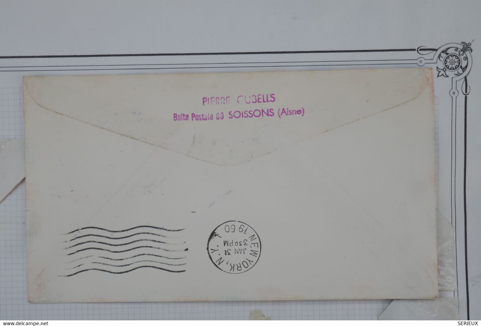 AQ21 FRANCE BELLE LETTRE  1850 1ERE LIAISON  PARIS NEW YORK USA  +AEROPHILATELIE+++ AFFRANCH.PLAISANT - 1960-.... Storia Postale