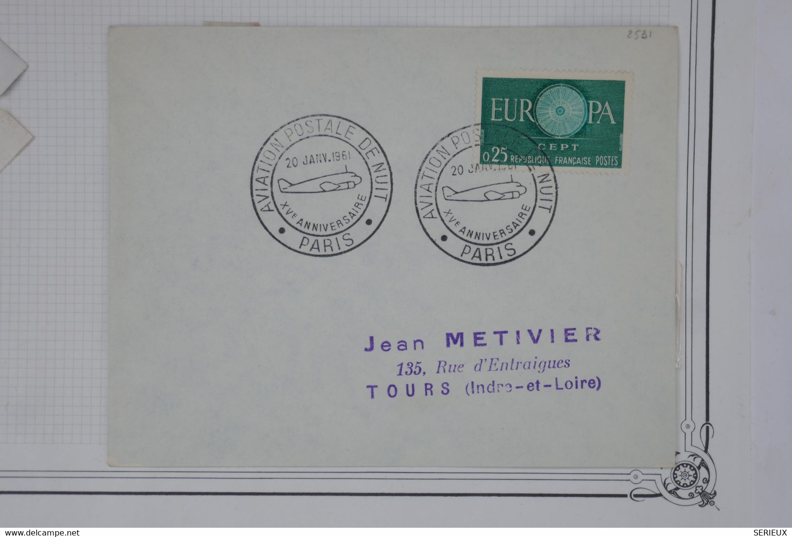 AQ21 FRANCE BELLE LETTRE  1861 AVIATION POSTALE DE NUIT +AEROPHILATELIE+++ AFFRANCH.PLAISANT - 1960-.... Storia Postale