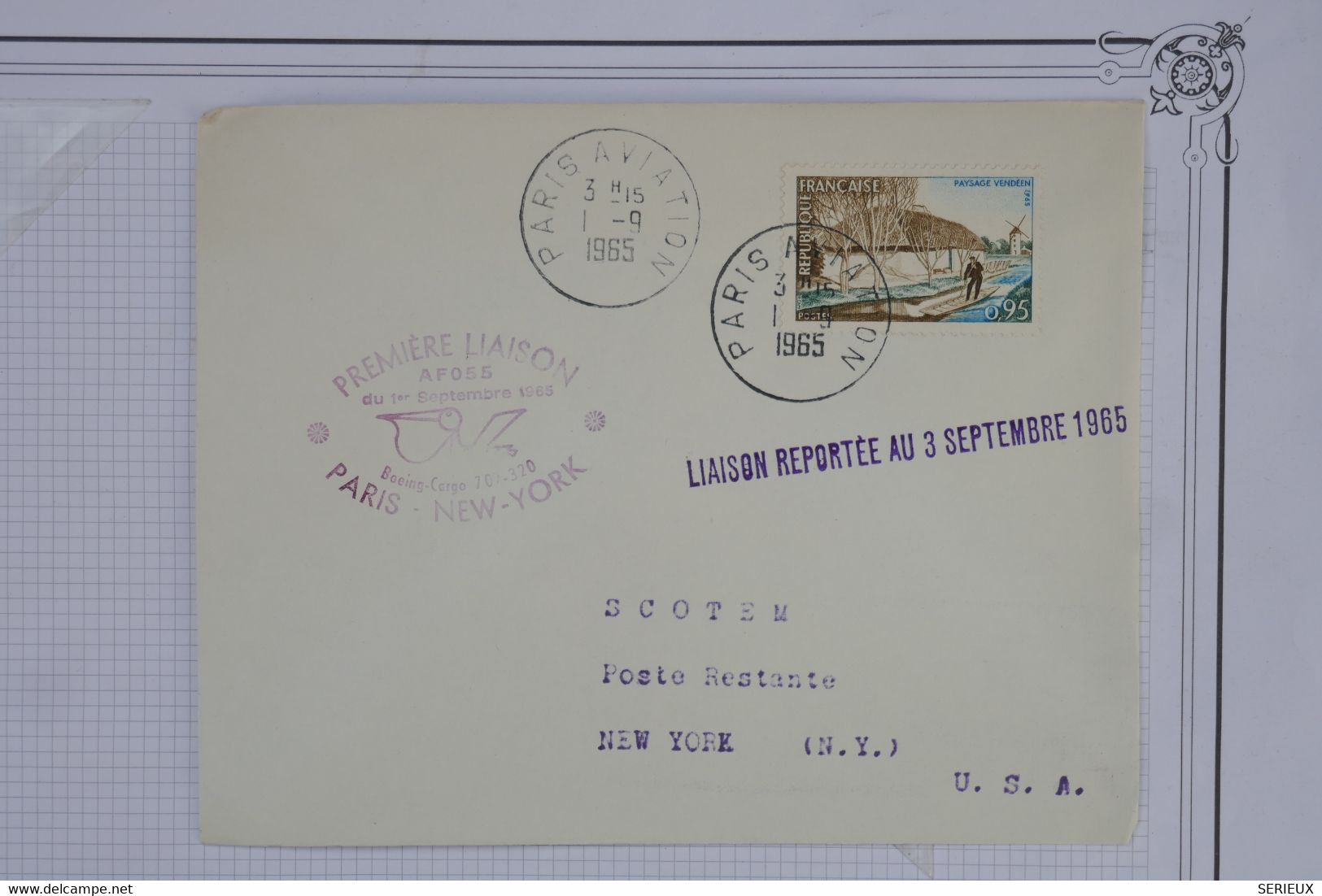 AQ21 FRANCE BELLE LETTRE  1965  PARIS LIAISON REPORTEE+PAS COURANT +++ +AEROPHILATELIE+++ AFFRANCH.PLAISANT - 1960-.... Cartas & Documentos