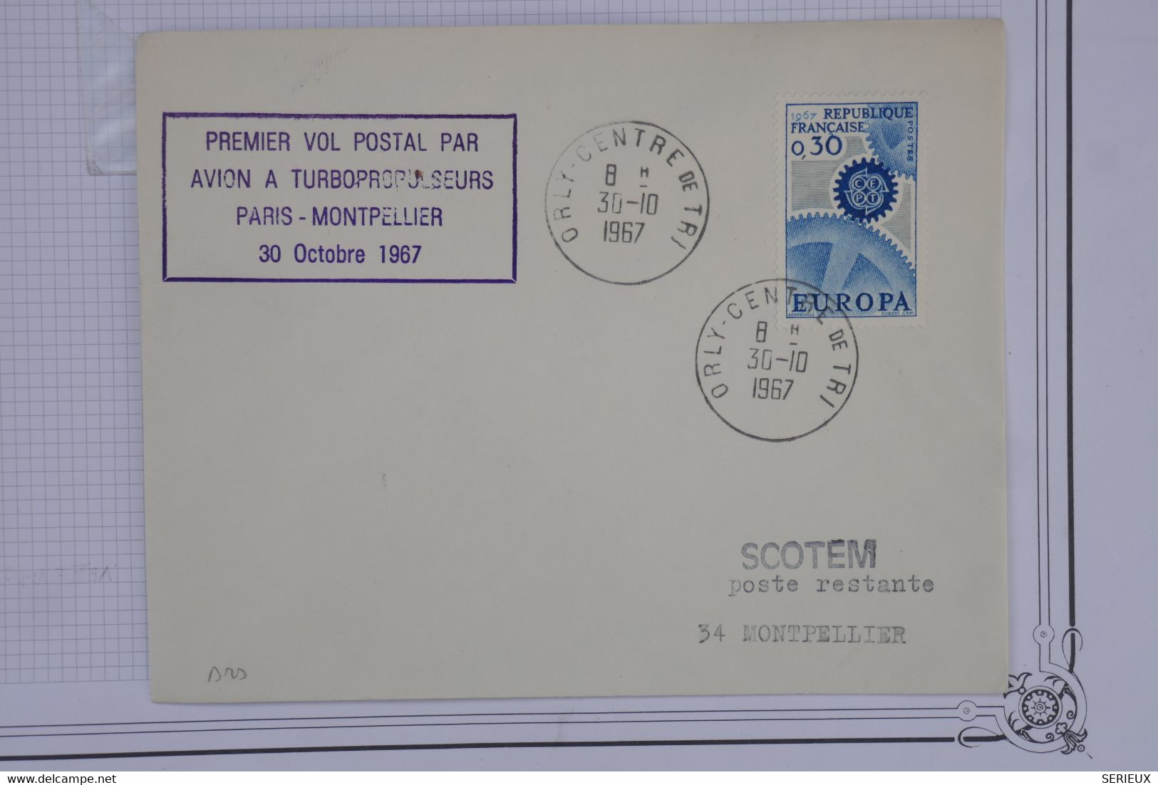 AQ21 FRANCE BELLE LETTRE  1967 1ER VOL PARIS  MONTPELLIER  +++ +AEROPHILATELIE+EUROPA ++ AFFRANCH.PLAISANT - 1960-.... Briefe & Dokumente