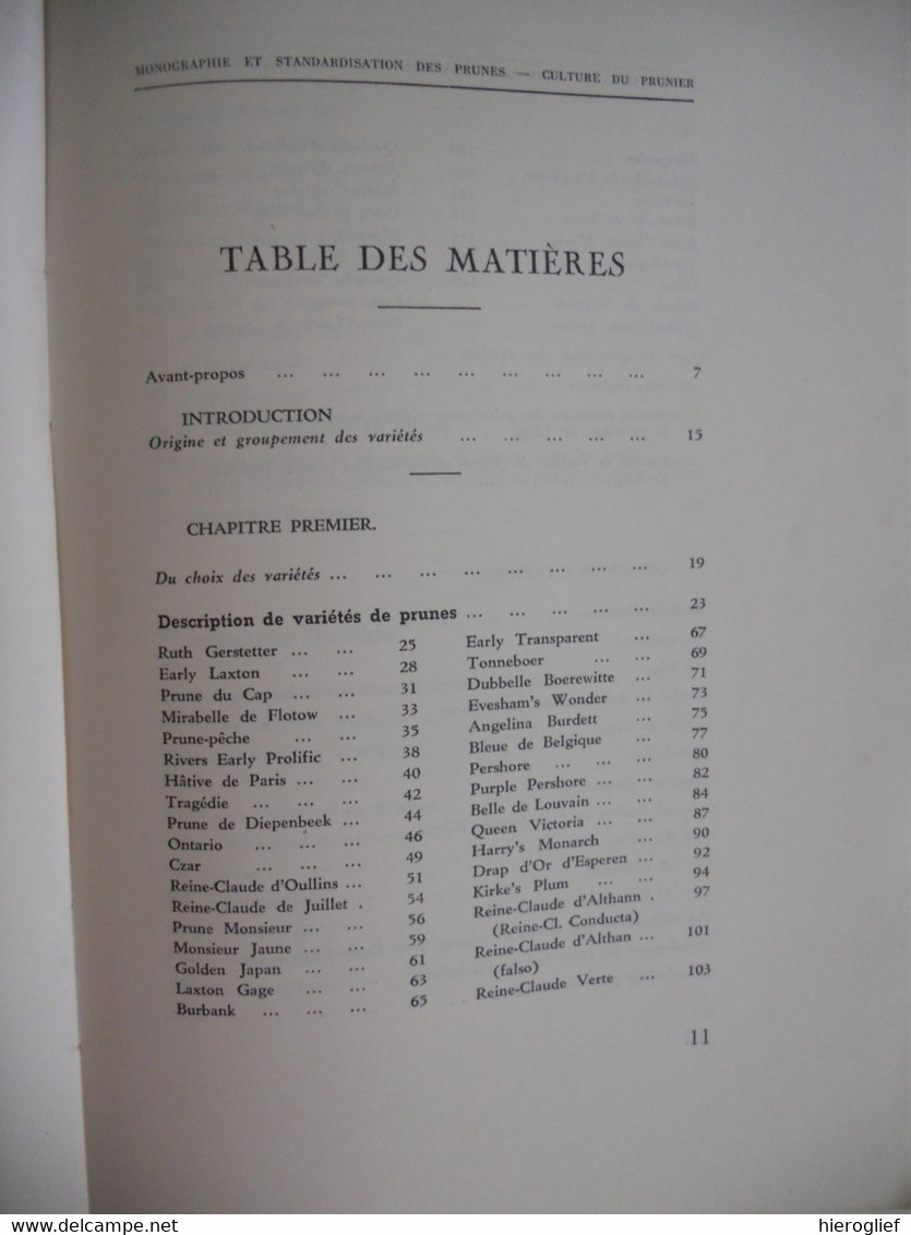 Monographie Et Stardardisation Des PRUNES - CULTURE De PRUNIER Par Edm. Van Cauwenberghe 1942 Vilvoorde - Natur