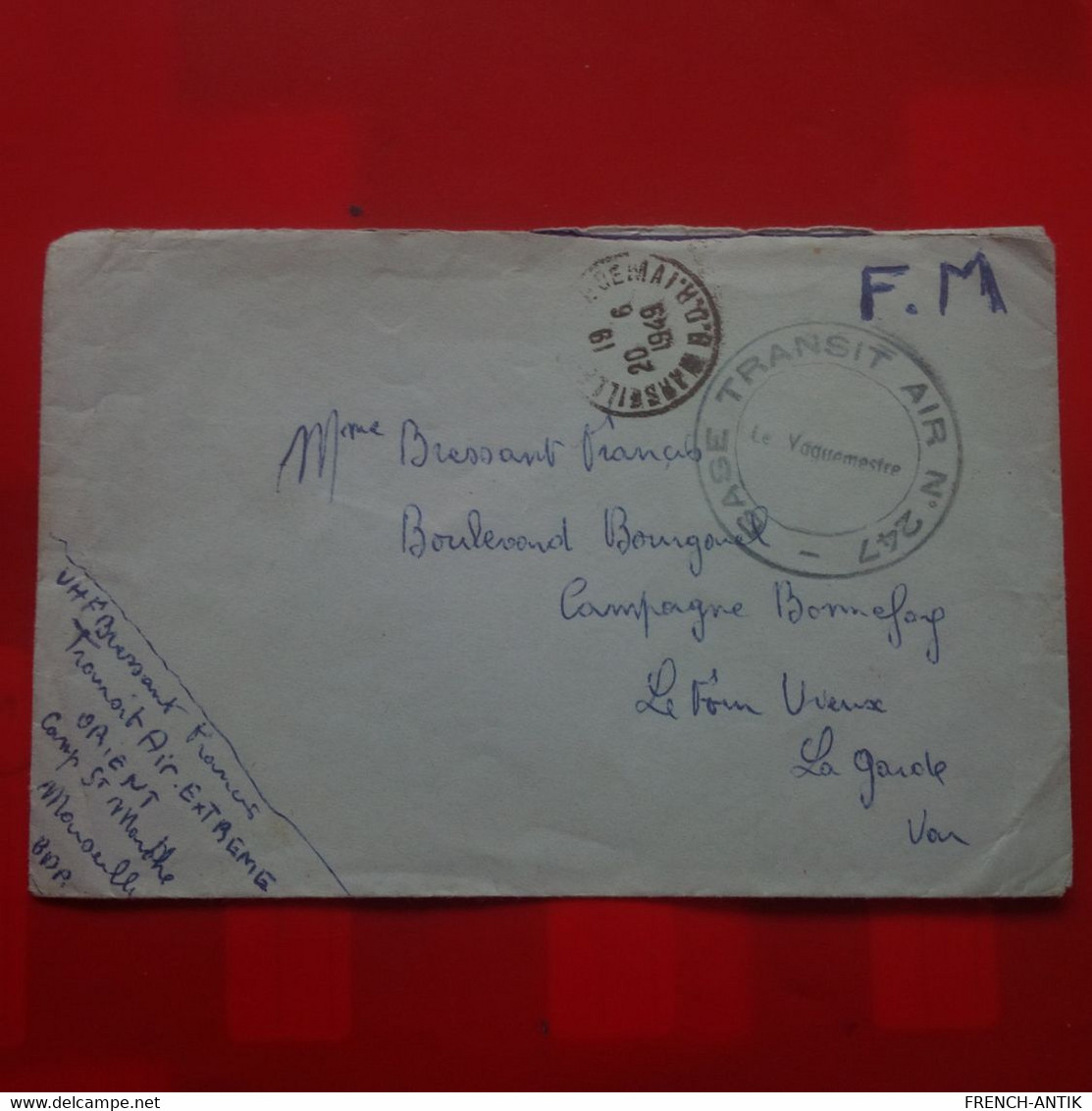 LETTRE MARSEILLE CAMP ST MARTHE POUR LA GARDE VAR CACHET BASE TRANSITAIR N°247 - Cartas & Documentos