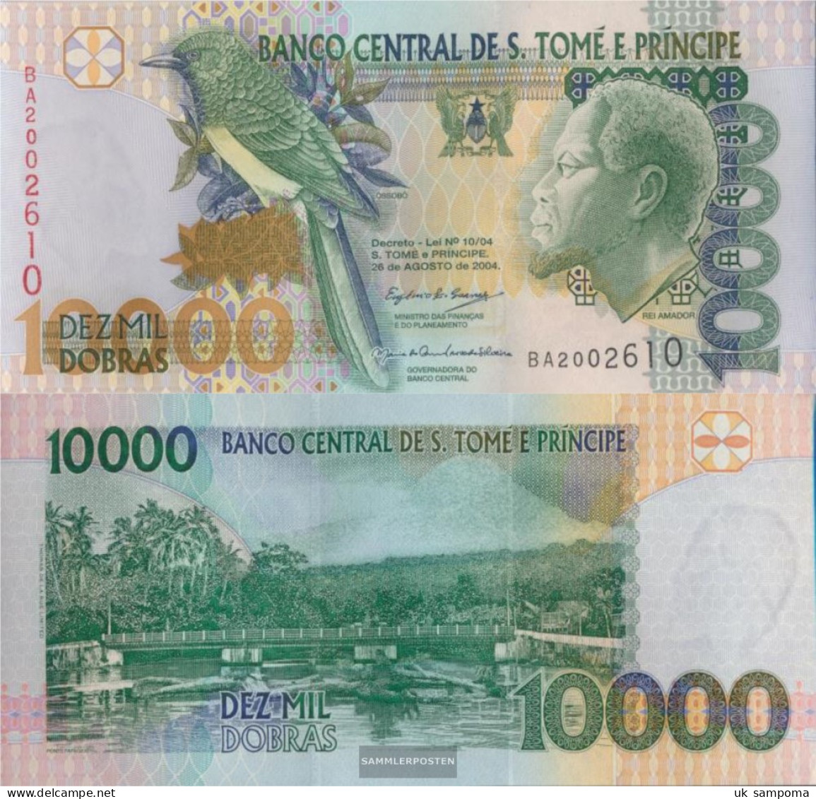 Sao TomE E PrincipE Pick-number: 66c Uncirculated 2004 10.000 Dobras - Sao Tome And Principe
