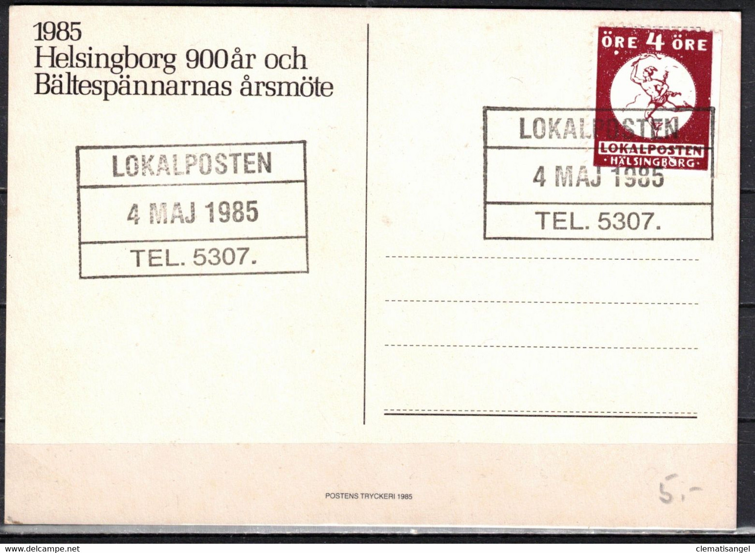 179n * SCHWEDEN * LOKALPOST HELSINGBORG GRÜN * GESTEMPELT 1985 *!! - Ortsausgaben